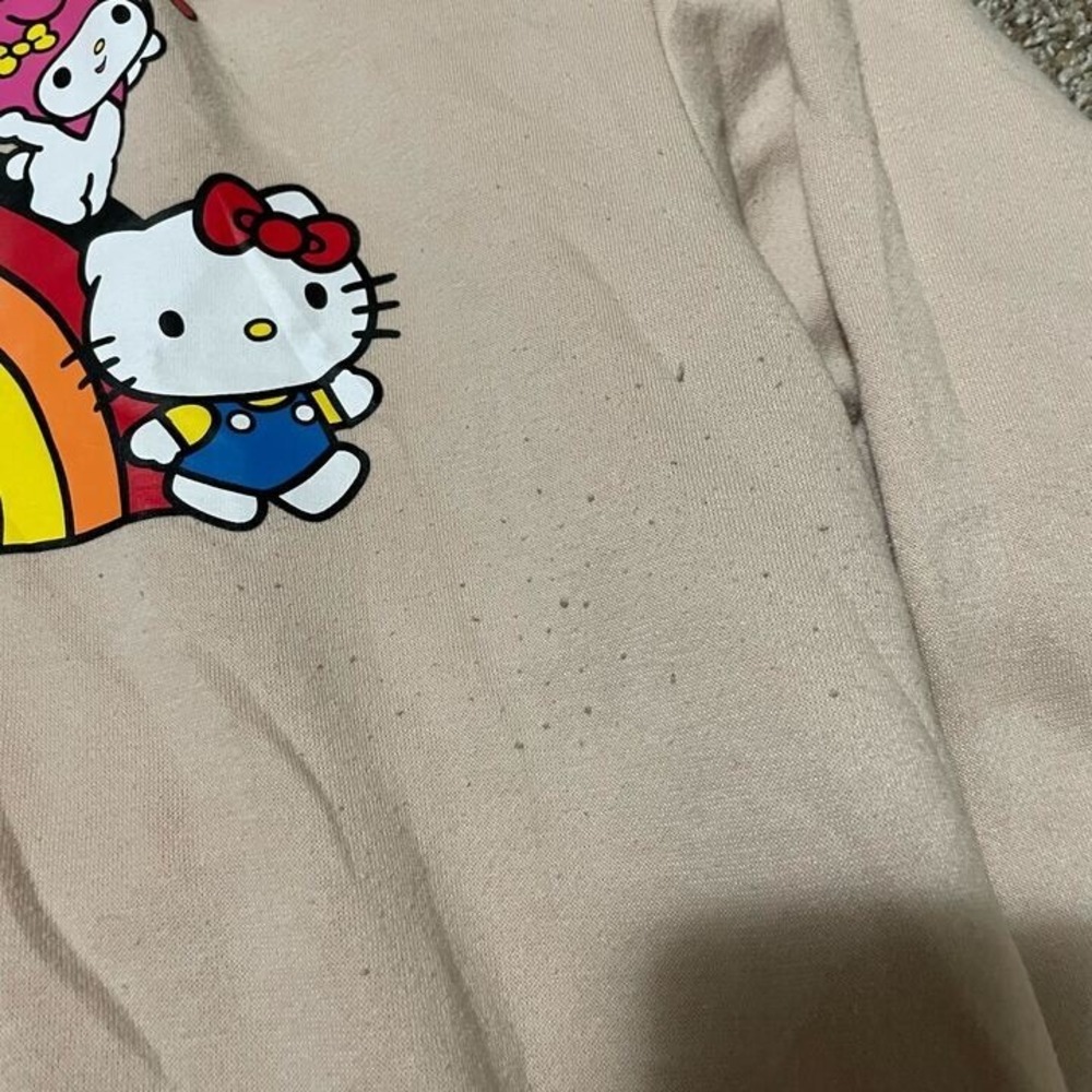 Sanrio Hello Kitty and Friends Rainbow Hoodie Tan Beige Small Womens Pullover - Picture 7 of 7